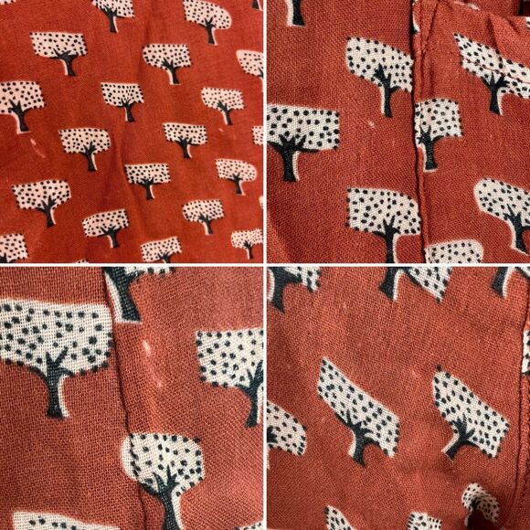 Natural Life Dakota Tie Overall Jumpsuit Size L Rust Tree Print Wide Leg Boho - Picture 12 of 15